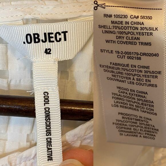 Object Vita Silk Blend Gingham Dress in Wool White size 42 / XL - Picture 6 of 7